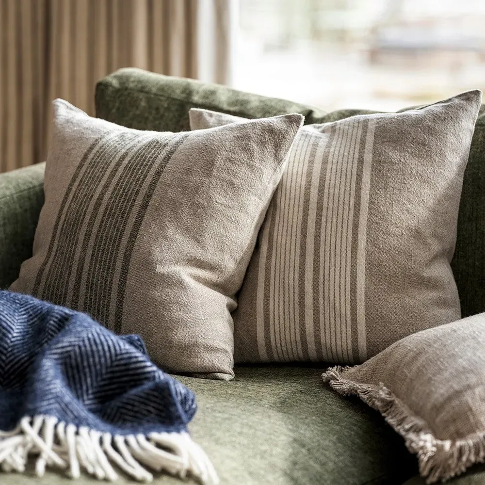 Cotton Linen Bold Stripe Cushion - Natural