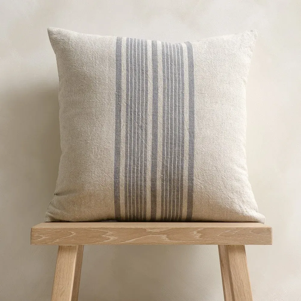 Cotton Linen Bold Stripe Cushion - Navy