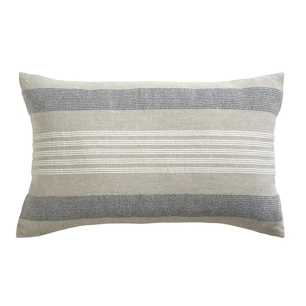 Cotton Linen Woven Stripe Cushion - Navy, Cotton Linen
