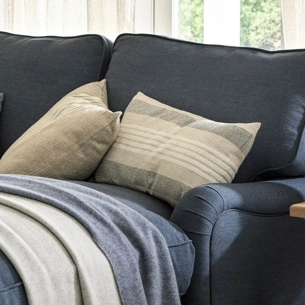Cotton Linen Woven Stripe Cushion - Navy, Cotton Linen image