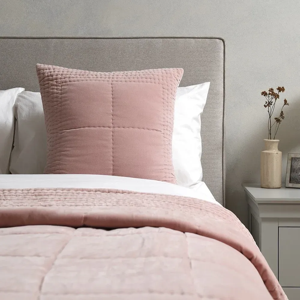 Cotton Velvet Cushion - Dusky Pink