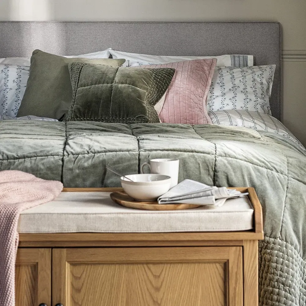 Cotton Velvet Cushion - Fern Green