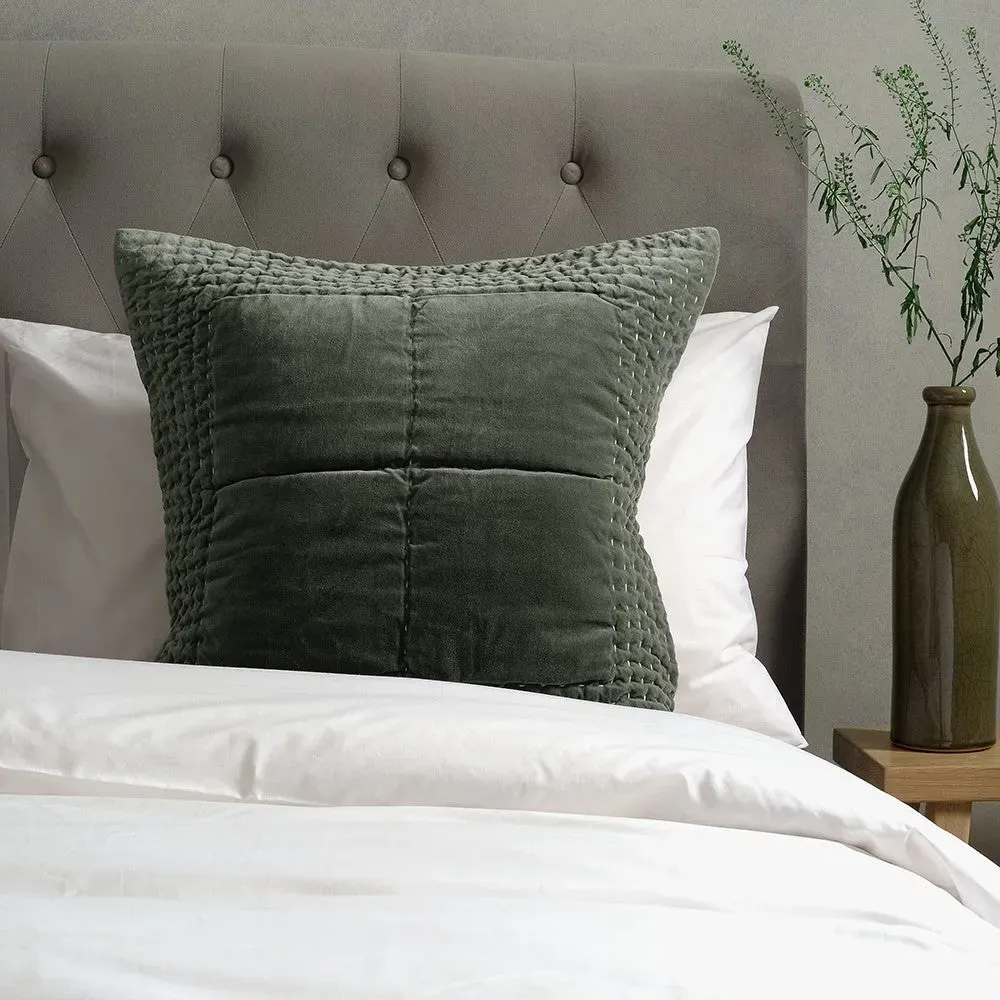 Cotton Velvet Cushion - Fern Green