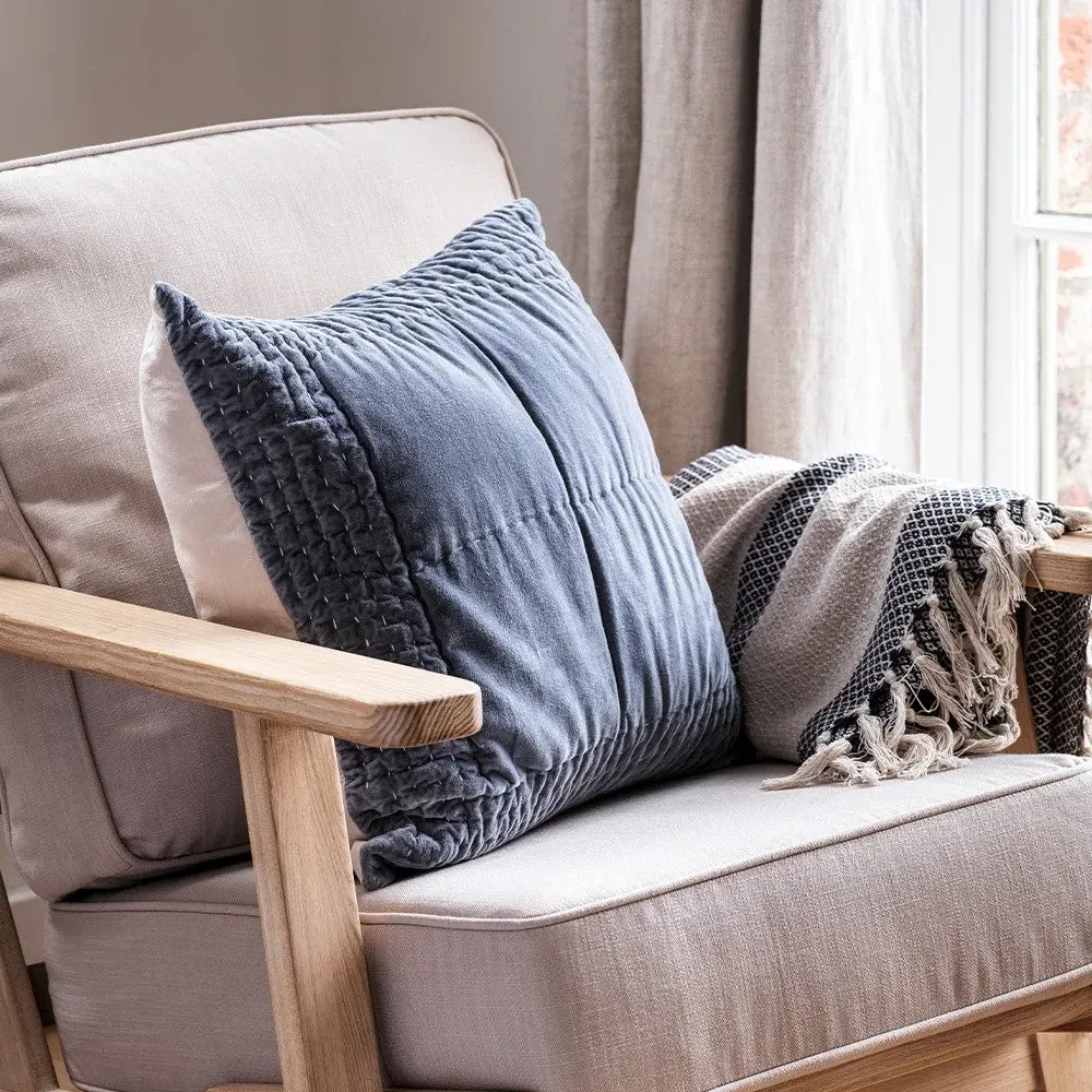 Cotton Velvet Cushion - Nocturne Blue