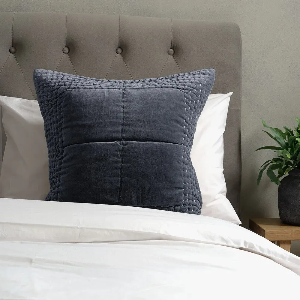 Cotton Velvet Cushion - Nocturne Blue