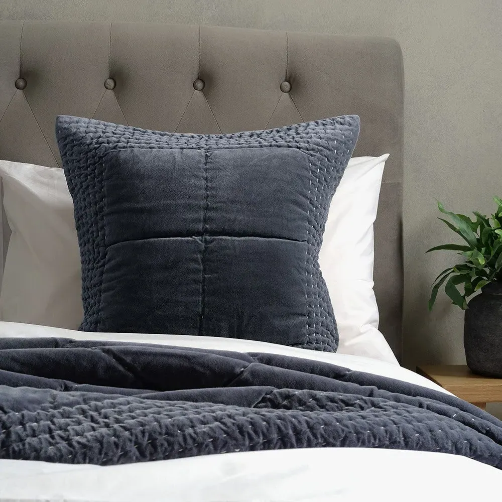 Cotton Velvet Cushion - Nocturne Blue