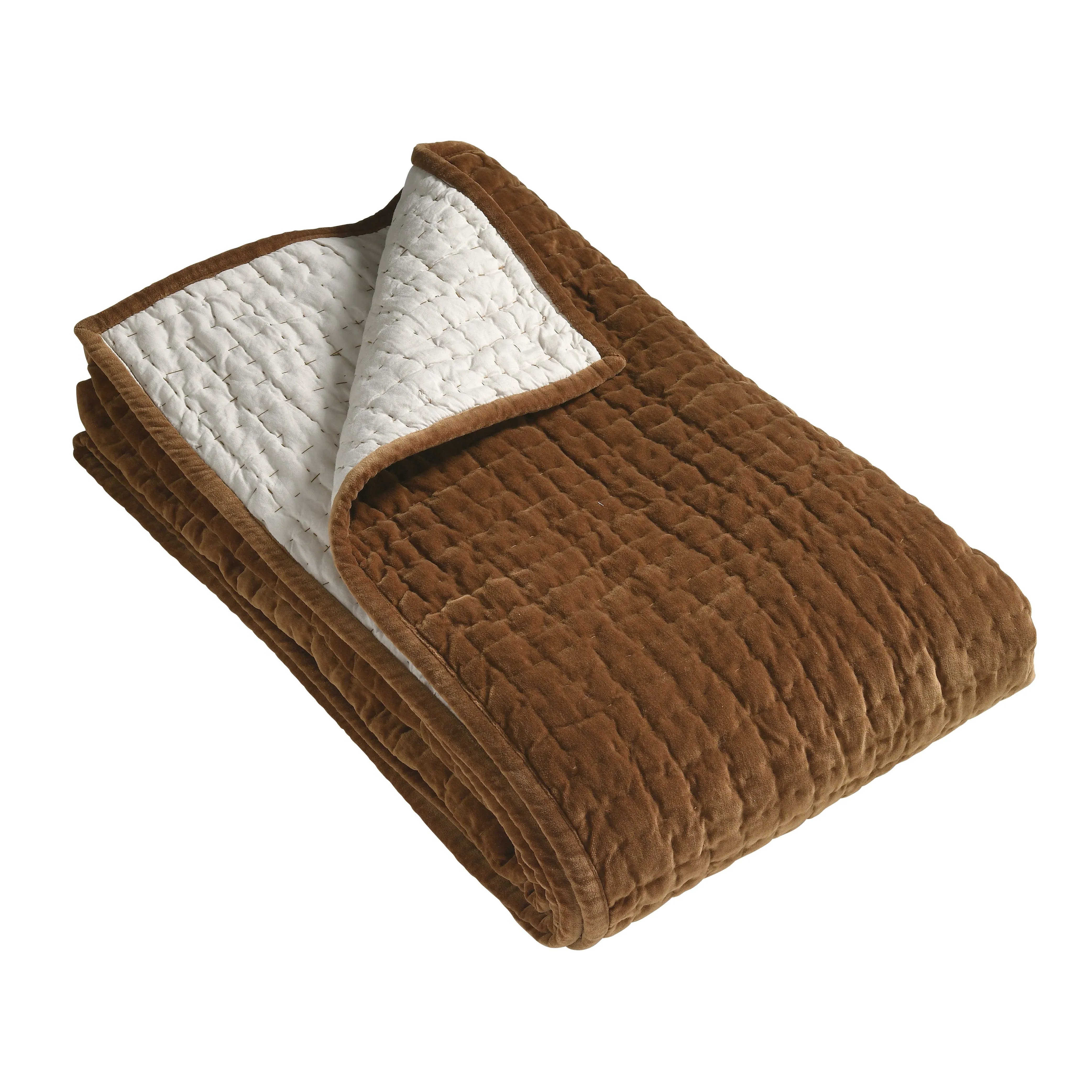Cotton Velvet Driftline Weave Bed Throw - Spice