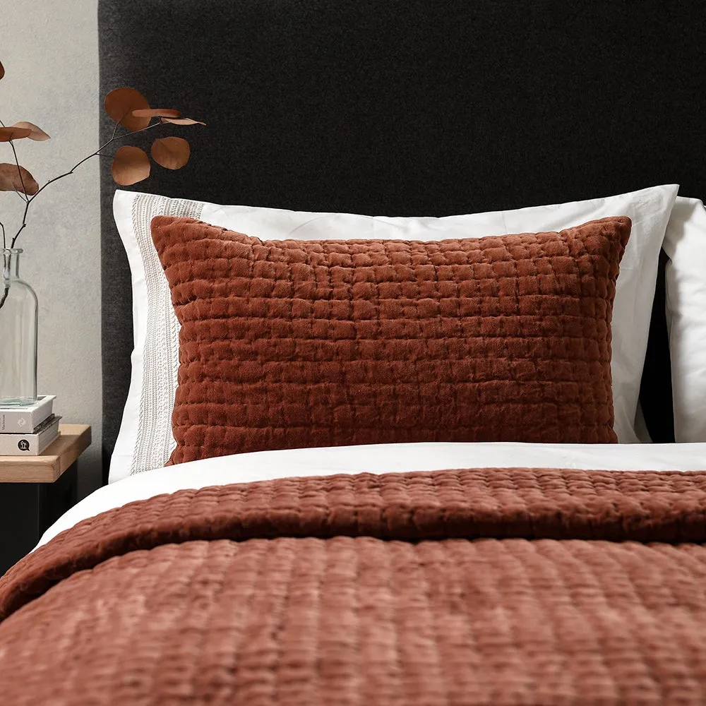 Cotton Velvet Driftline Weave Cushion - Brick