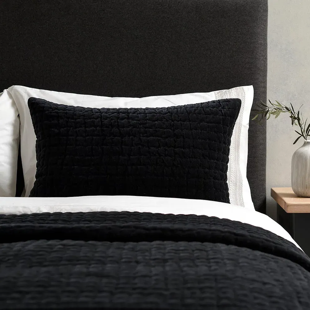 Cotton Velvet Driftline Weave Cushion - Navy