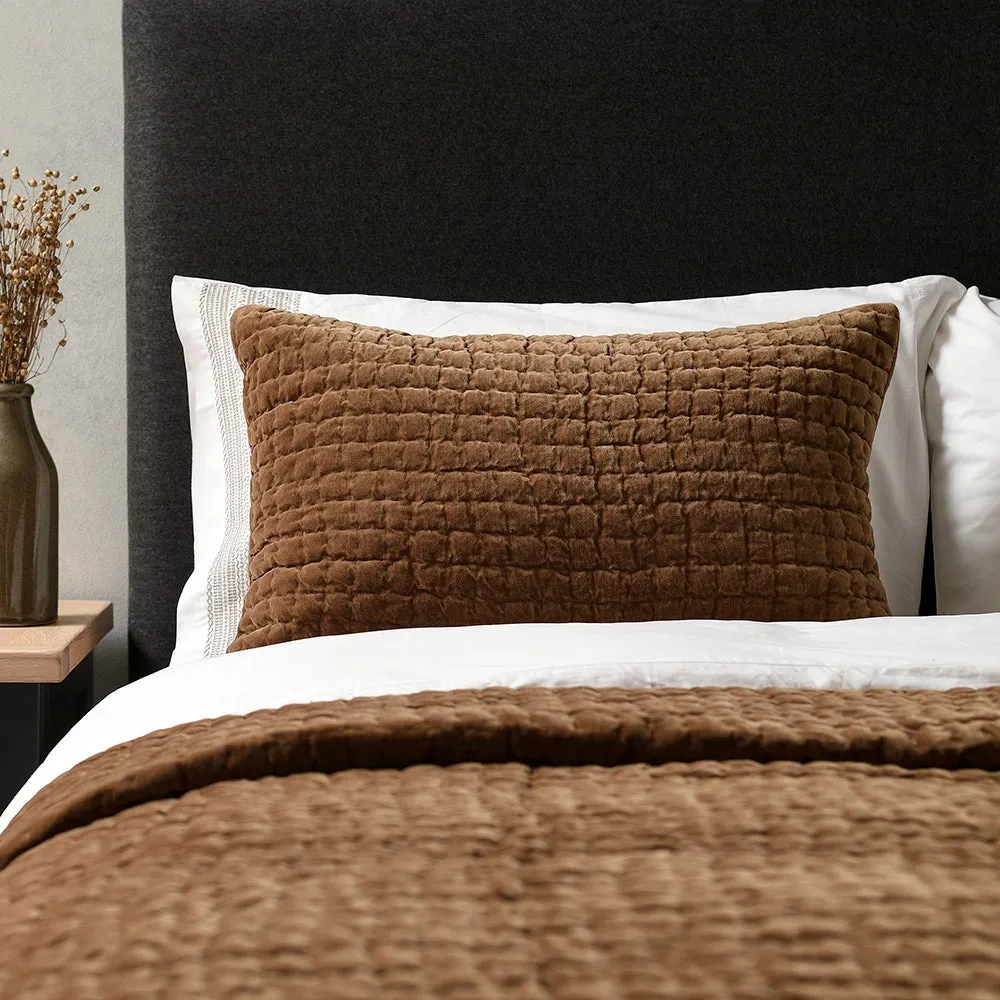 Cotton Velvet Driftline Weave Cushion - Spice