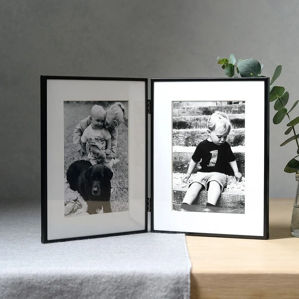 Double Photo Frame 5x7'' - Black, Steel