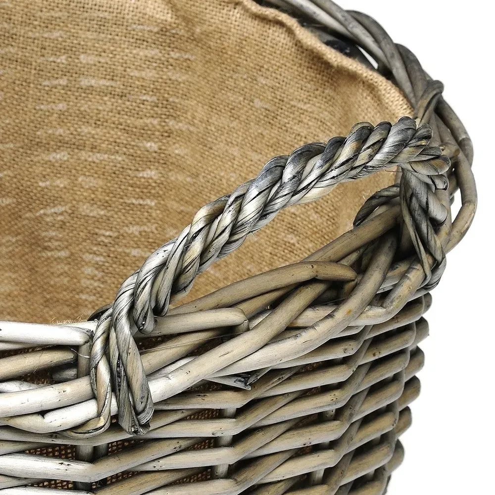 Extra Large Lined Wicker Basket - White