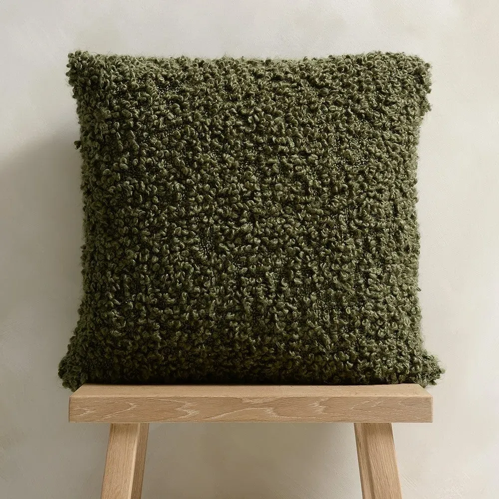 Faux Lambswool Cushion - Green
