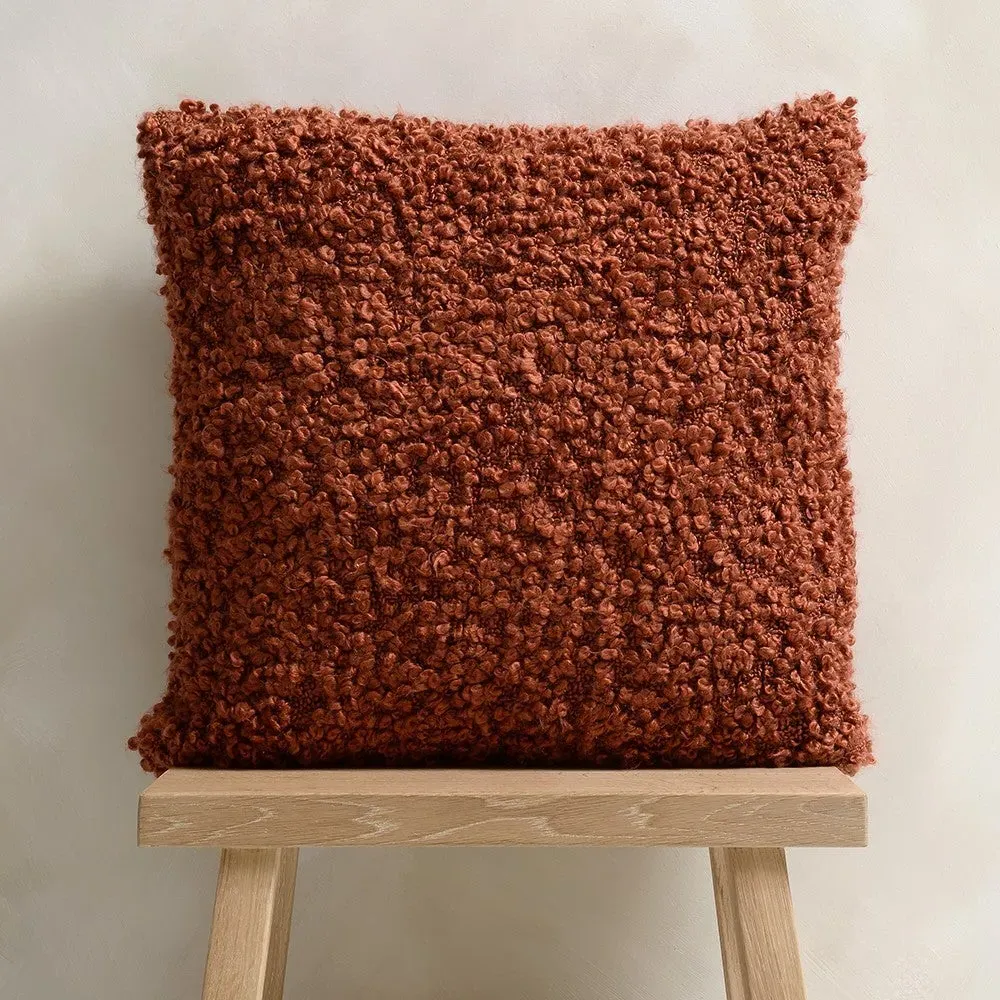 Faux Lambswool Cushion - Terracotta