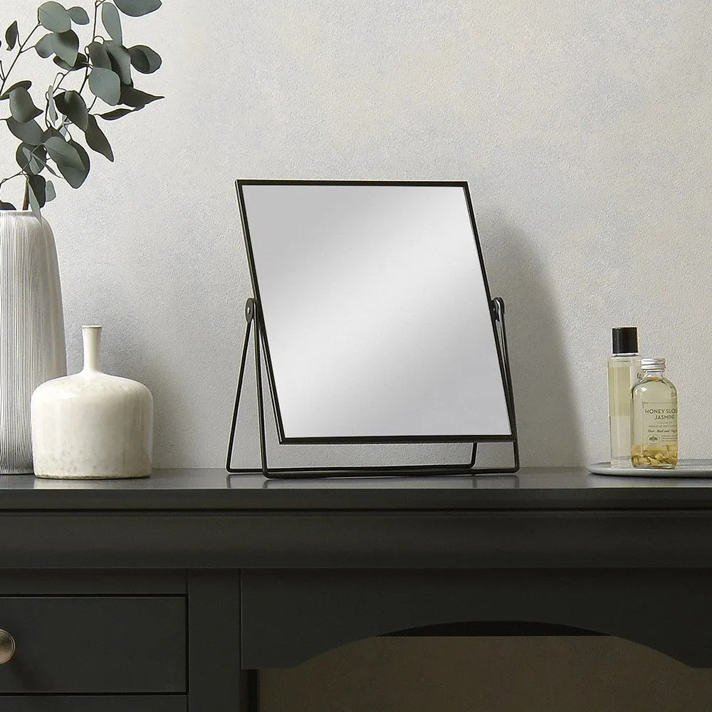 Fine Black Metal Dressing Table Mirror - Black
