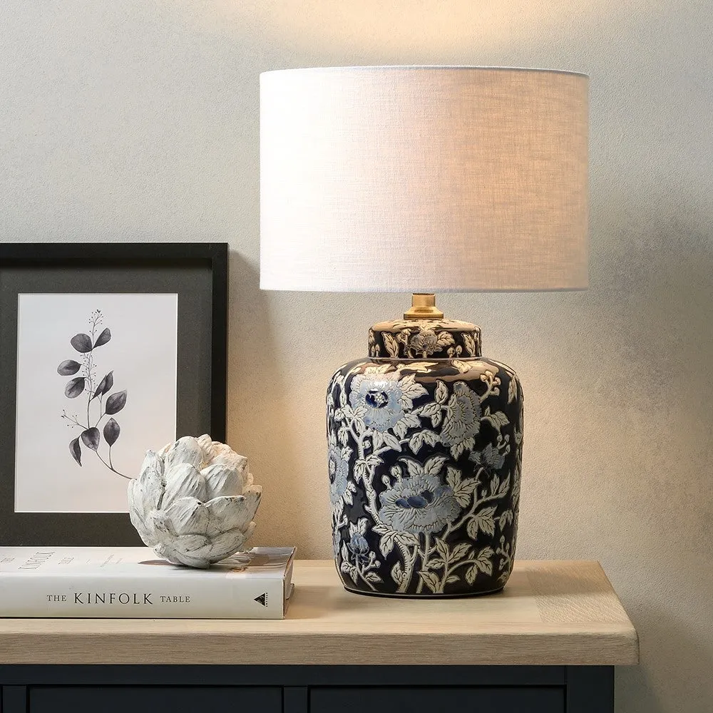 Fleur Floral Ceramic Table Lamp - Blue image
