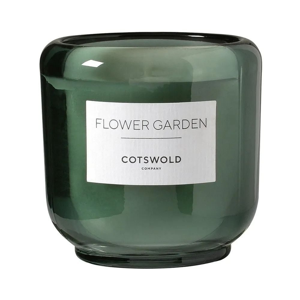 Flower Garden Scented Candle with Wooden Lid - Green
