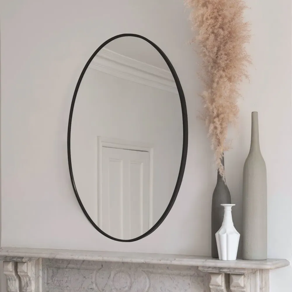 Foxcote Oval Mirror - Black Metal