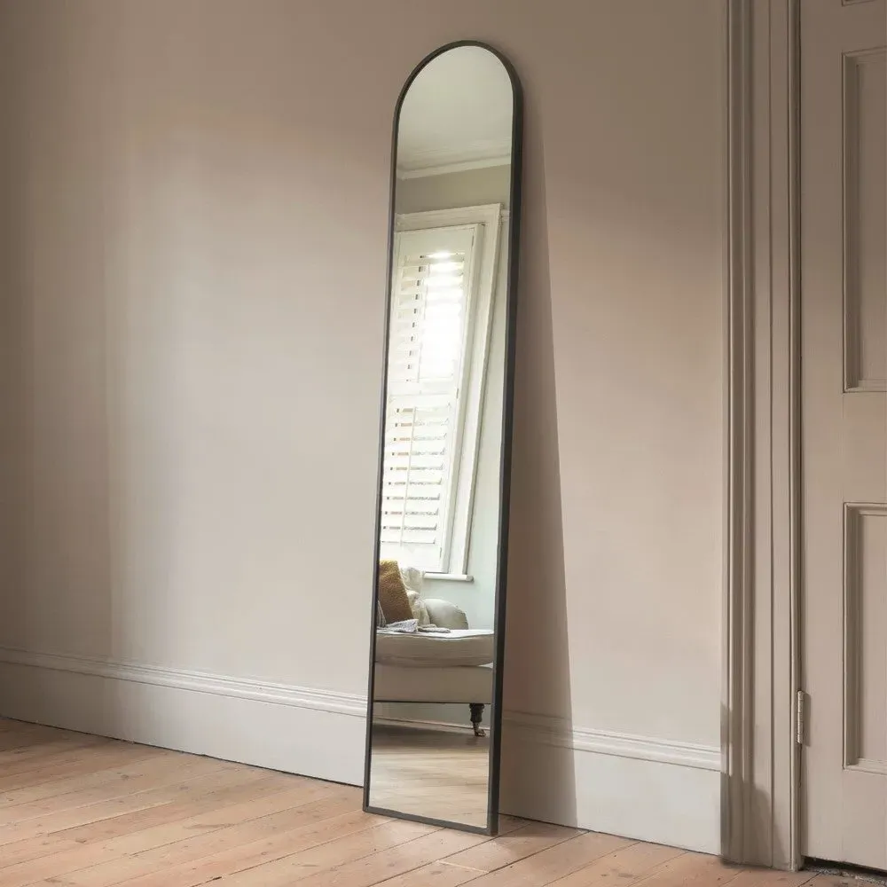 Foxcote Slim Arch Mirror - Black Metal