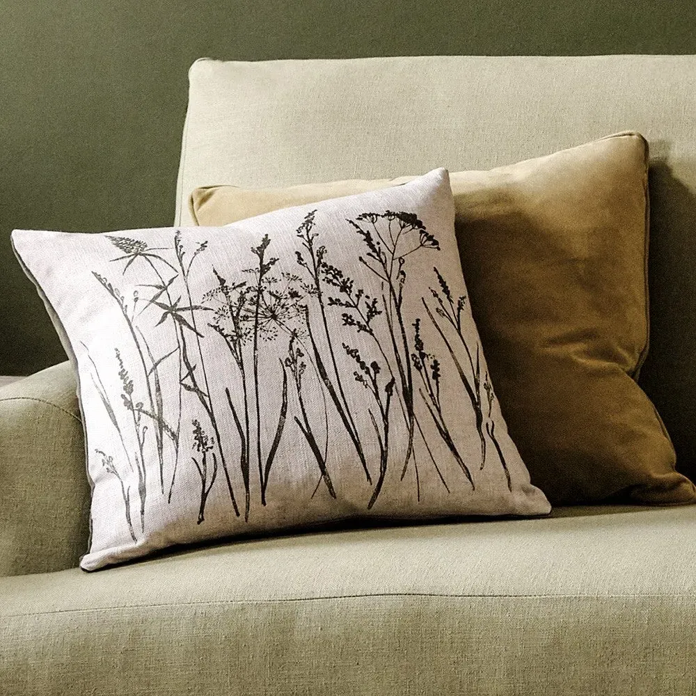 Grasses Print Cushion - Fern