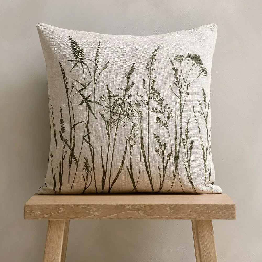 Grasses Print Cushion - Fern