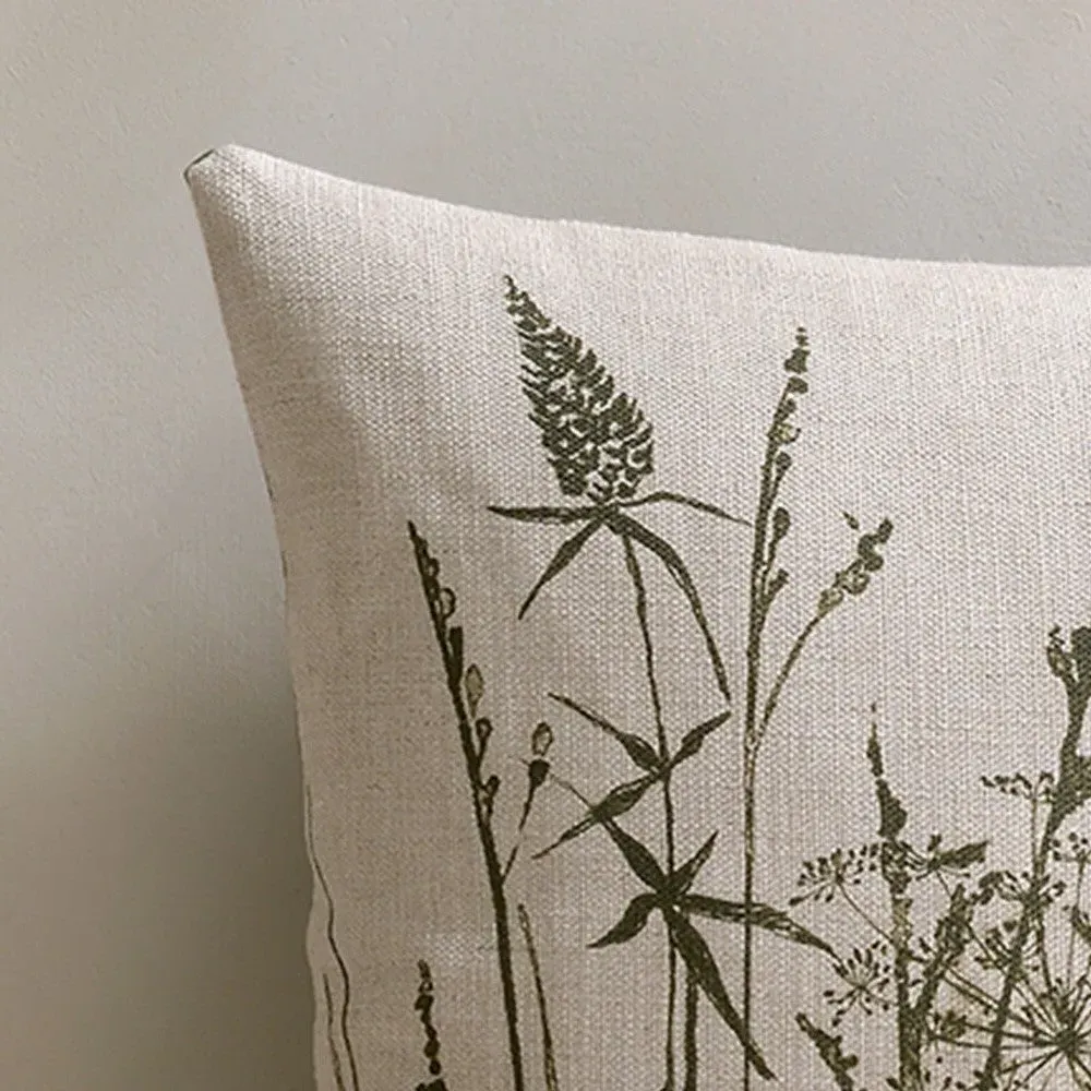 Grasses Print Cushion - Fern