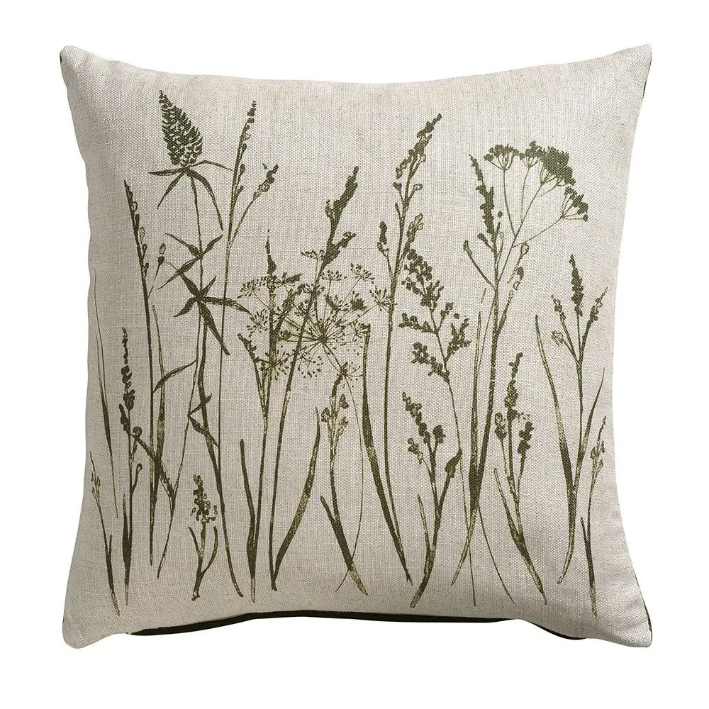 Grasses Print Cushion - Fern