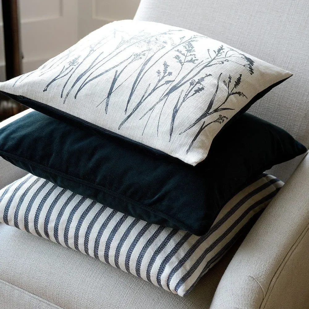 Grasses Print Cushion - Navy