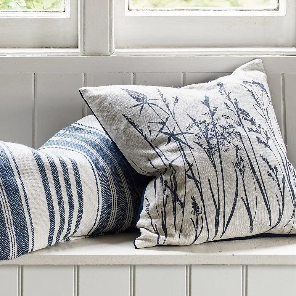Grasses Print Cushion - Navy
