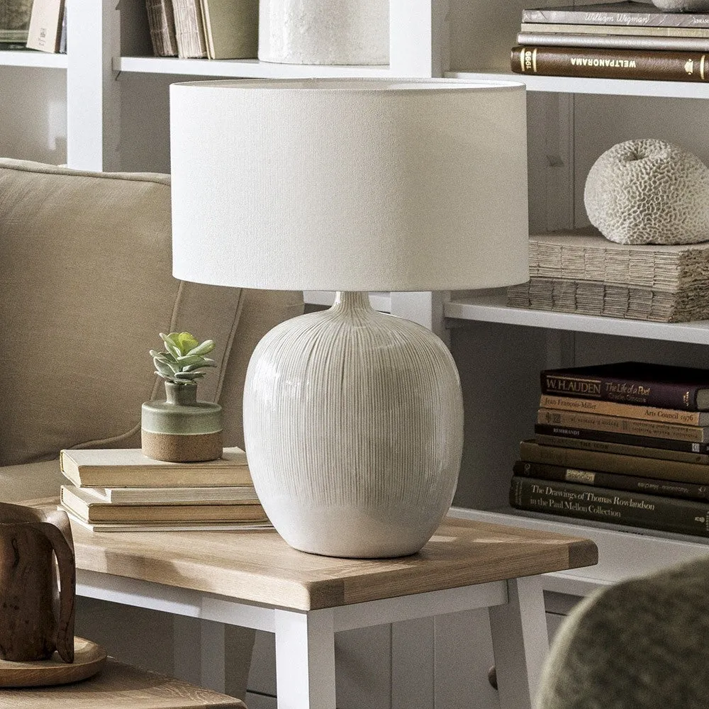 Greta Textured Ceramic Table Lamp - Natural, Cream