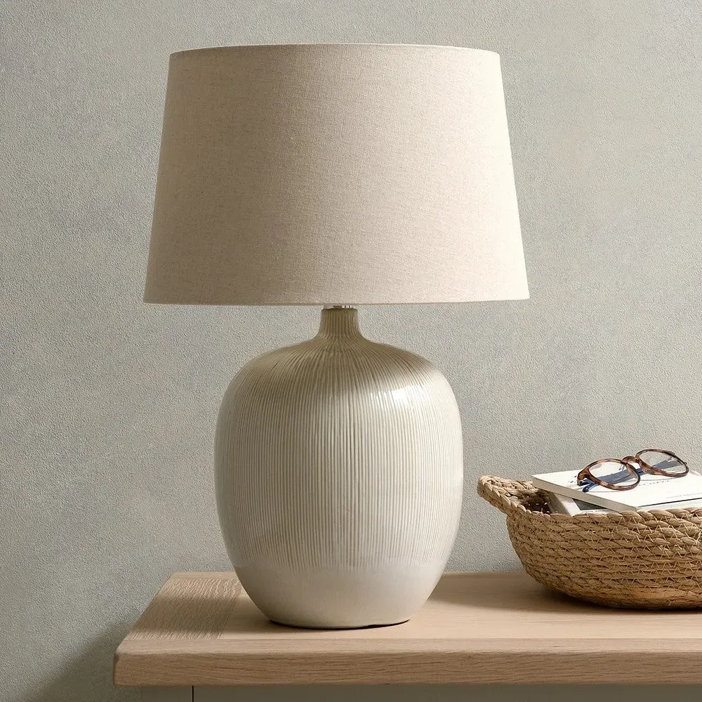 Greta Textured Ceramic Table Lamp - Natural, Cream