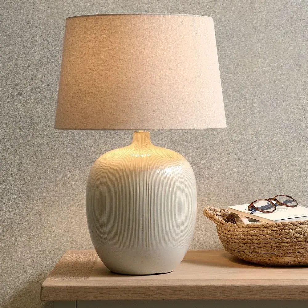 Greta Textured Ceramic Table Lamp - Natural, Cream image