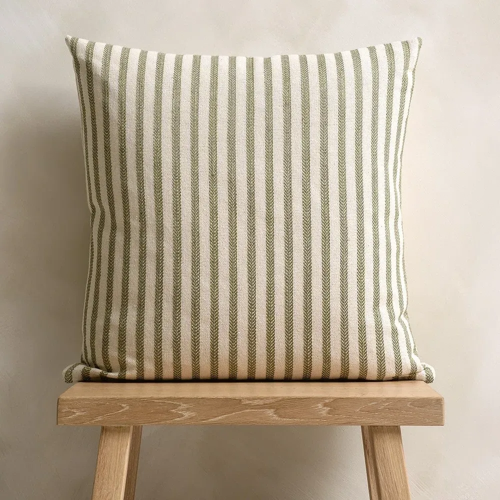 Harvey Stripe Cushion - Green, Cotton