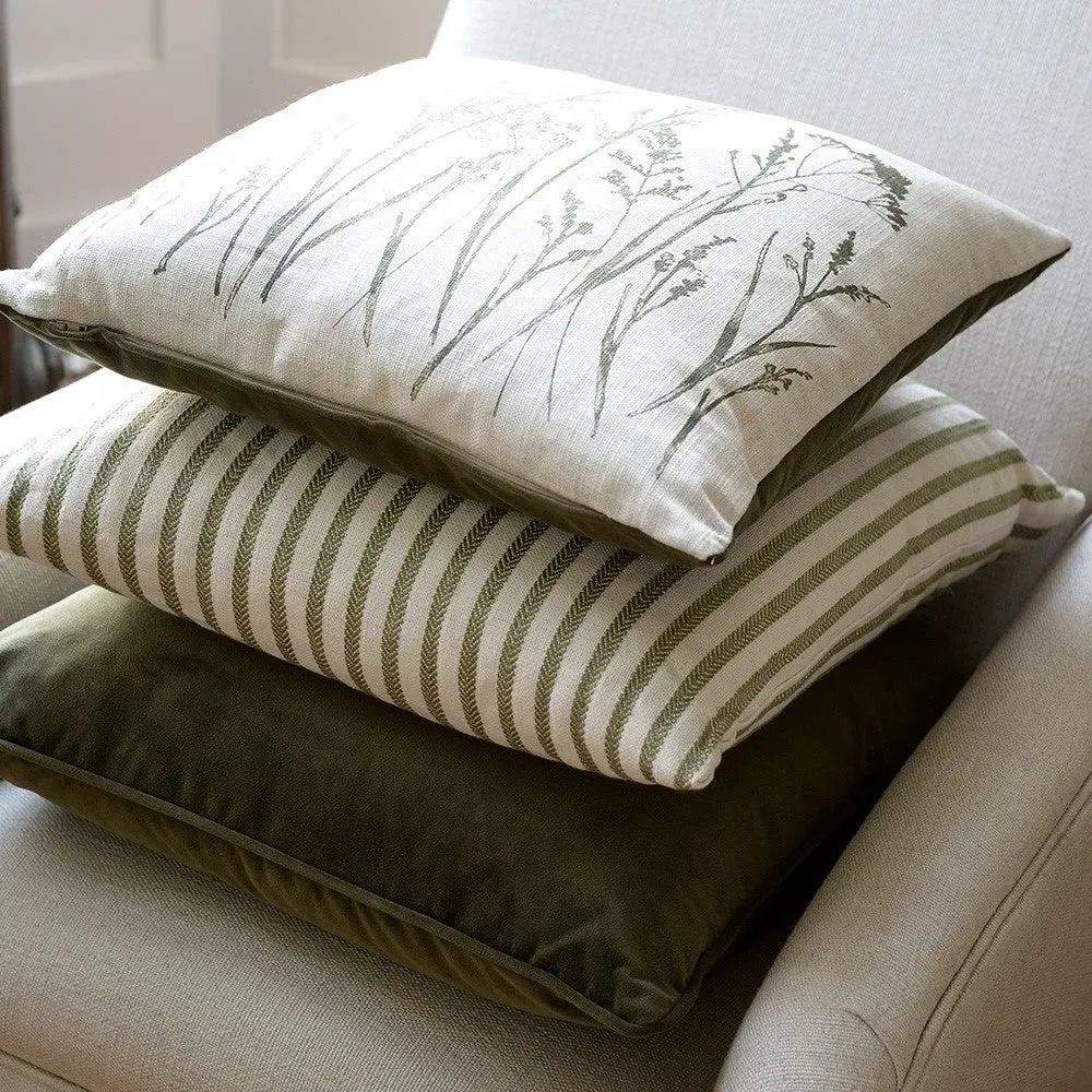Harvey Stripe Cushion - Green, Cotton