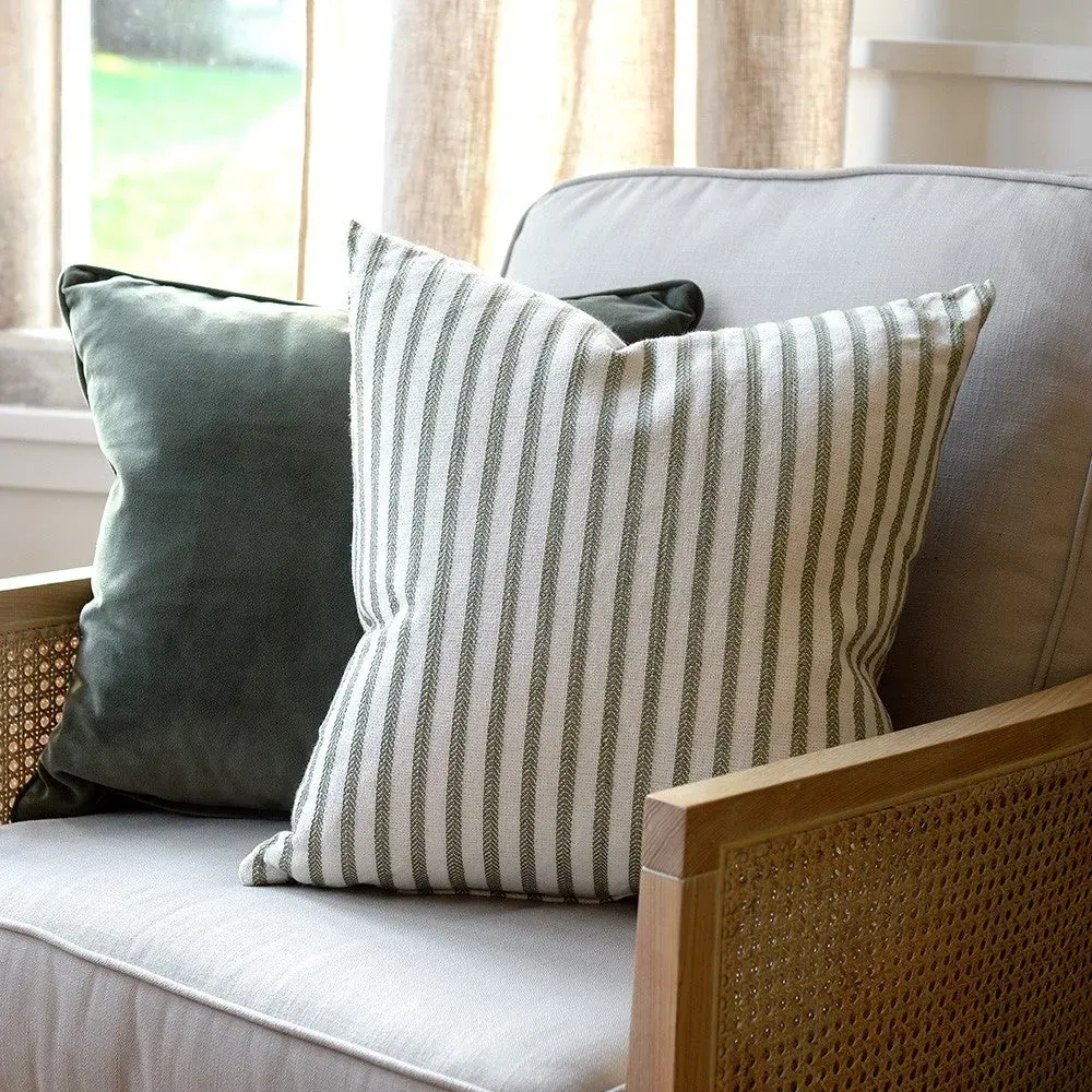 Harvey Stripe Cushion - Green, Cotton