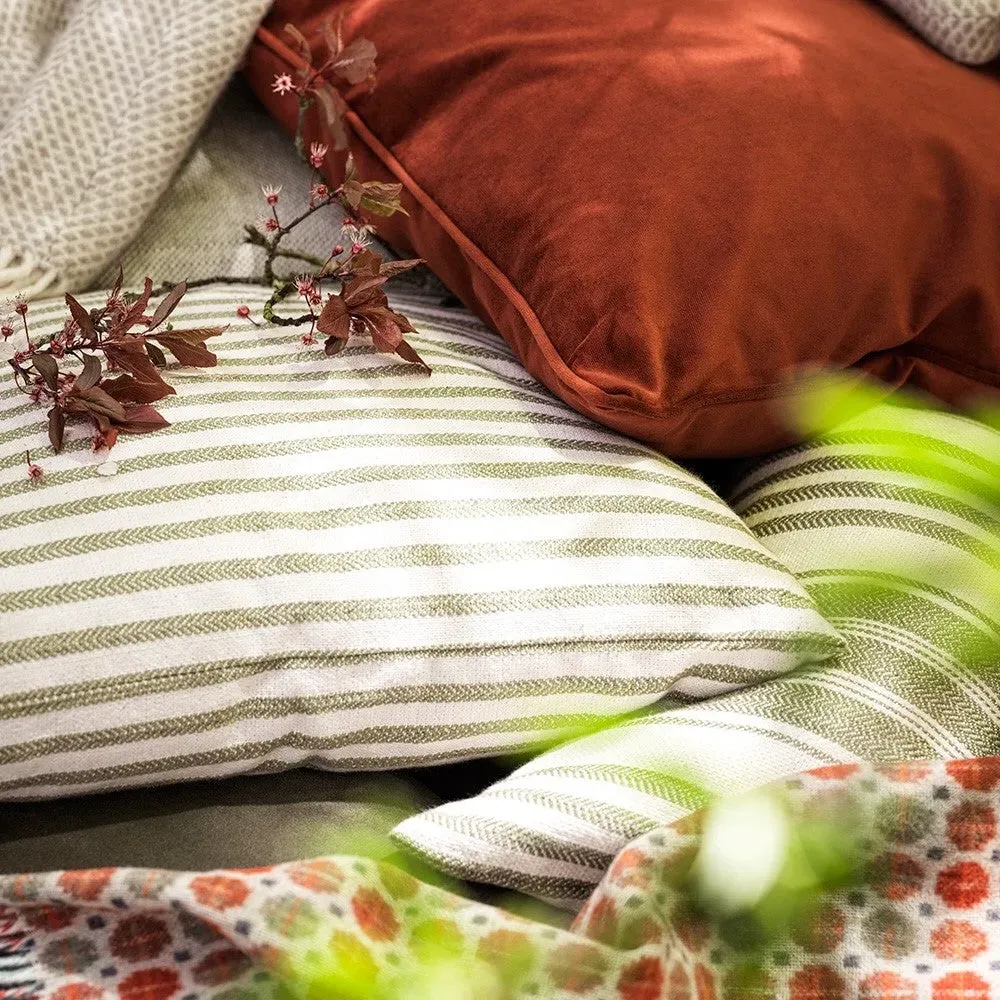 Harvey Stripe Cushion - Green, Cotton image