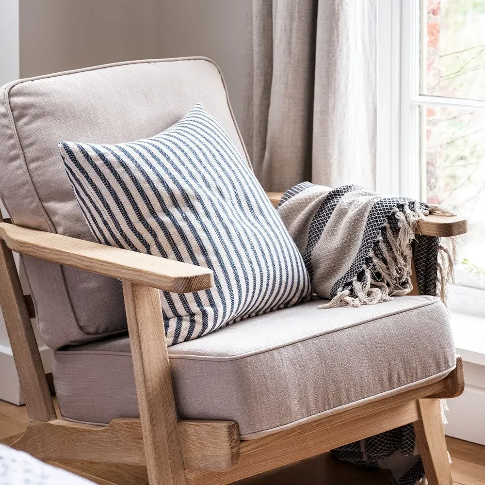 Harvey Stripe Cushion - Navy, Cotton