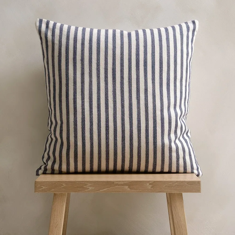 Harvey Stripe Cushion - Navy, Cotton