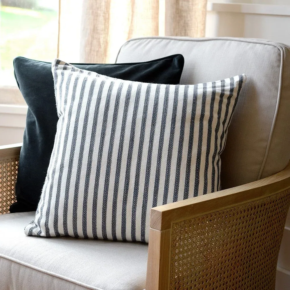 Harvey Stripe Cushion - Navy, Cotton