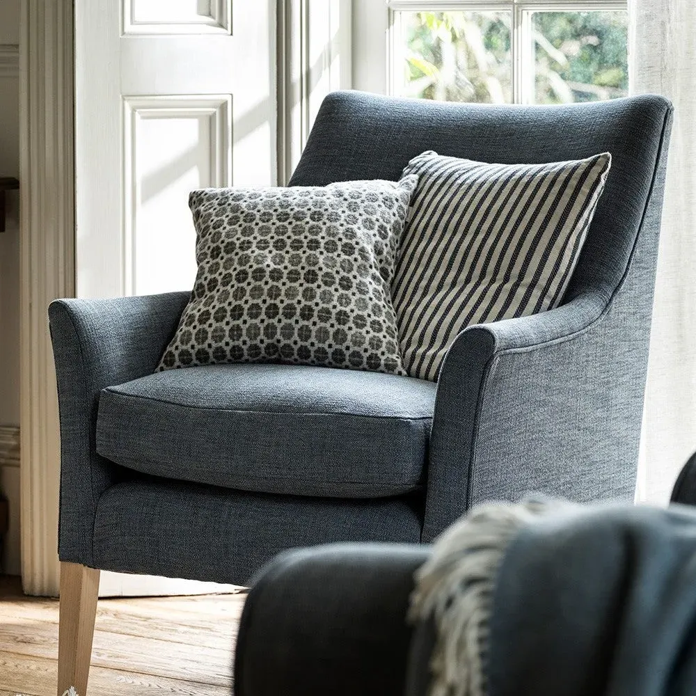 Harvey Stripe Cushion - Navy, Cotton