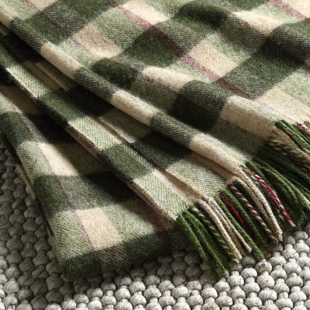 Heritage Check Throw - Moss Green, Wool
