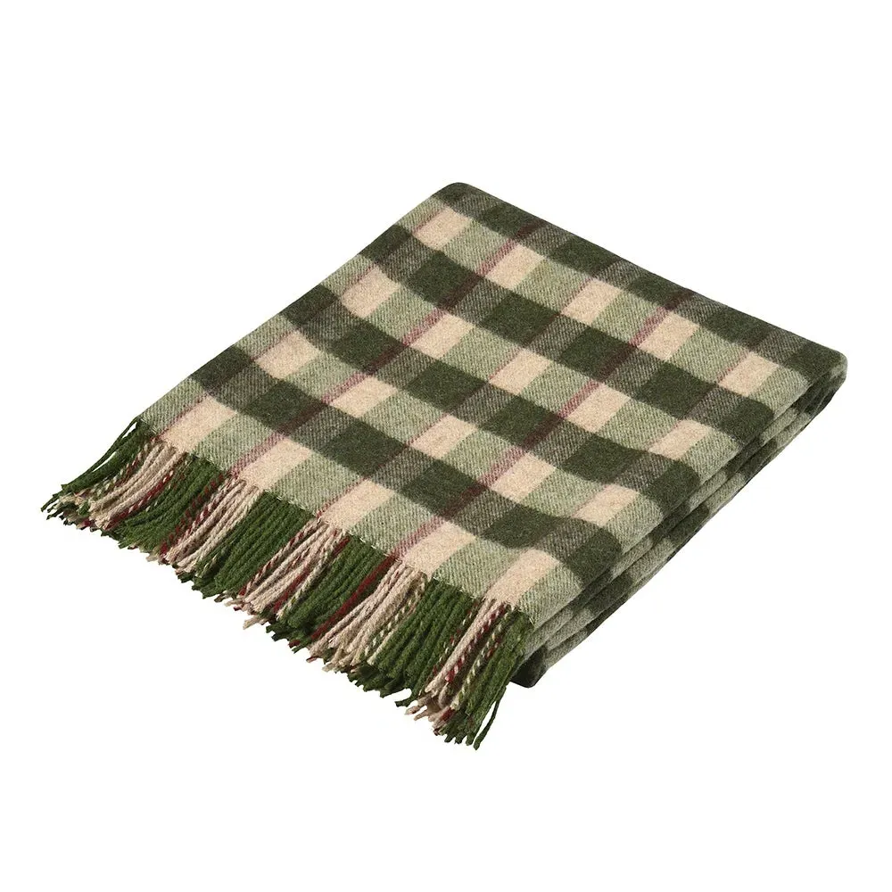 Heritage Check Throw - Moss Green, Wool image