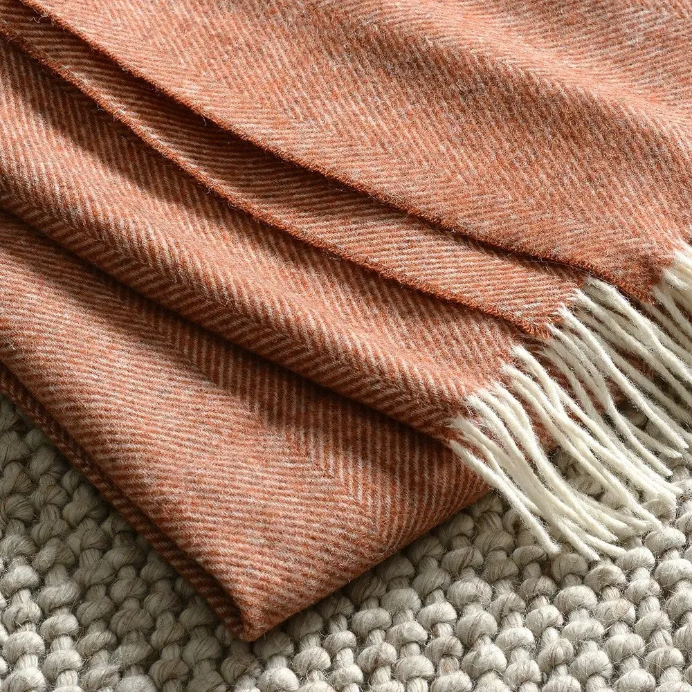 Herringbone Throw - Brick, Wool