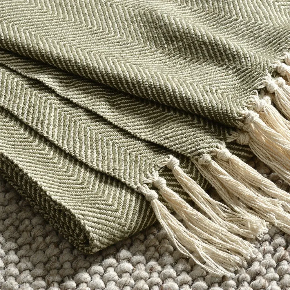 Herringbone Woven Throw - Green alternate view