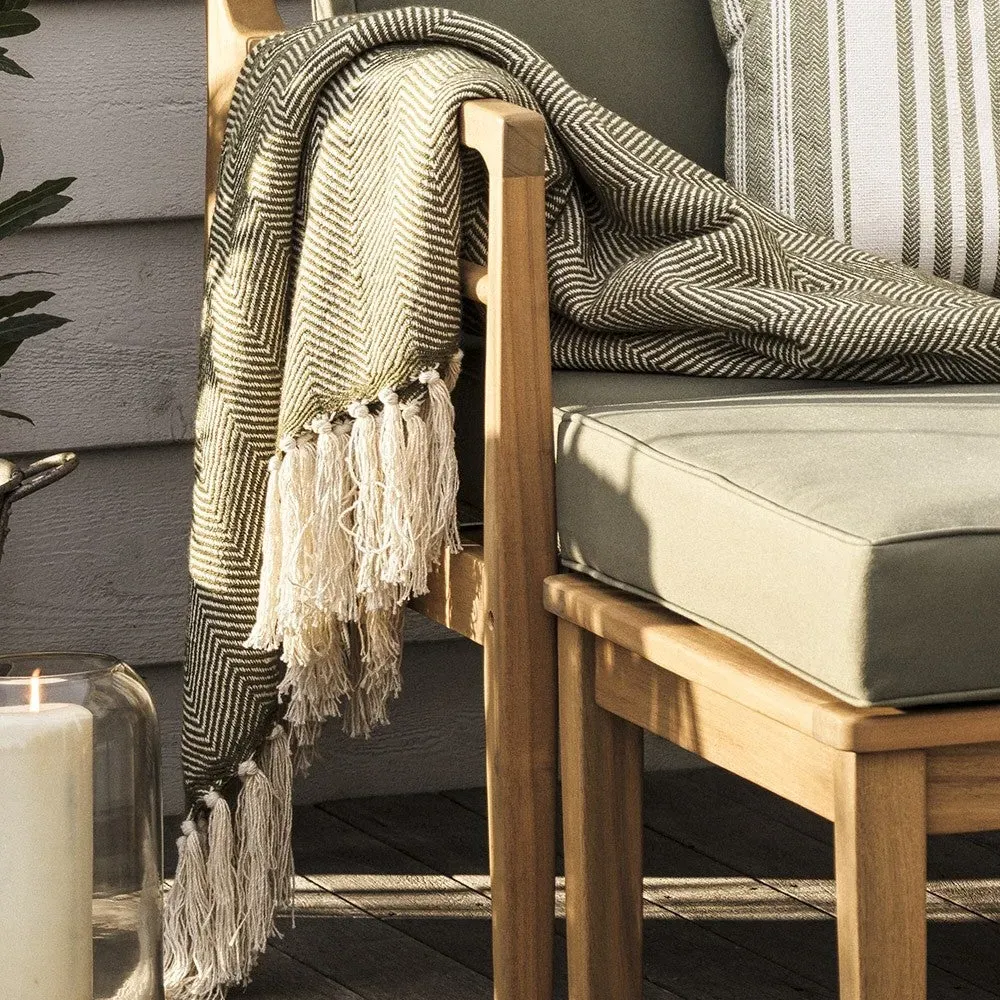Herringbone Woven Throw - Green image