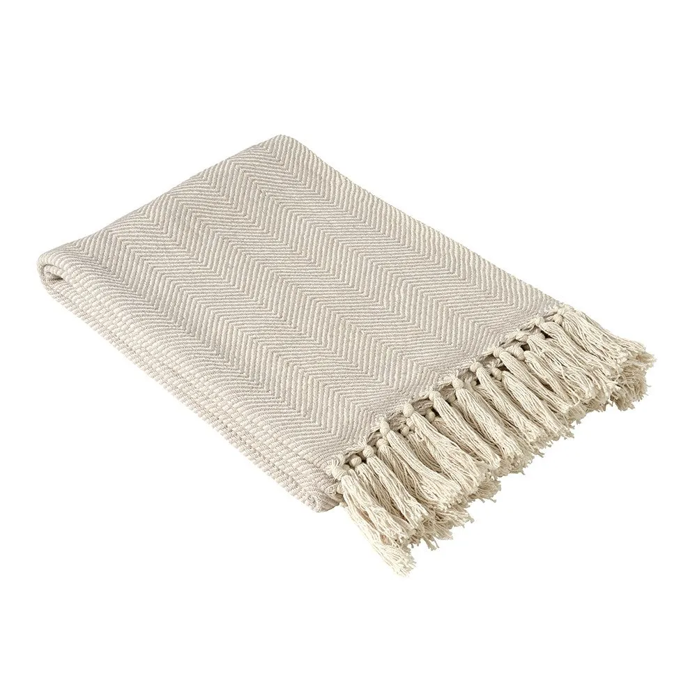 Herringbone Woven Throw - Natural