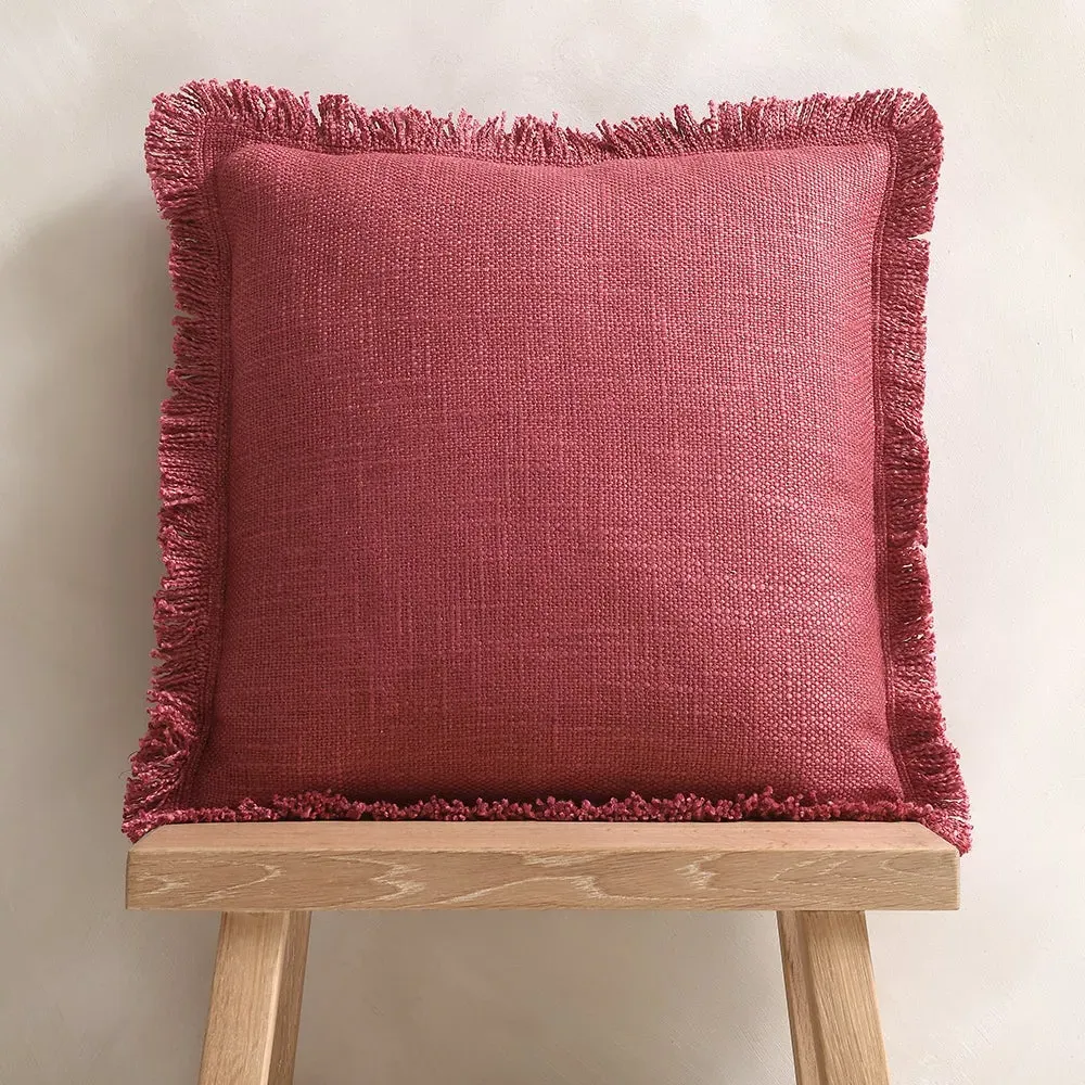 Kemble Fringed Cushion - Deep Rose