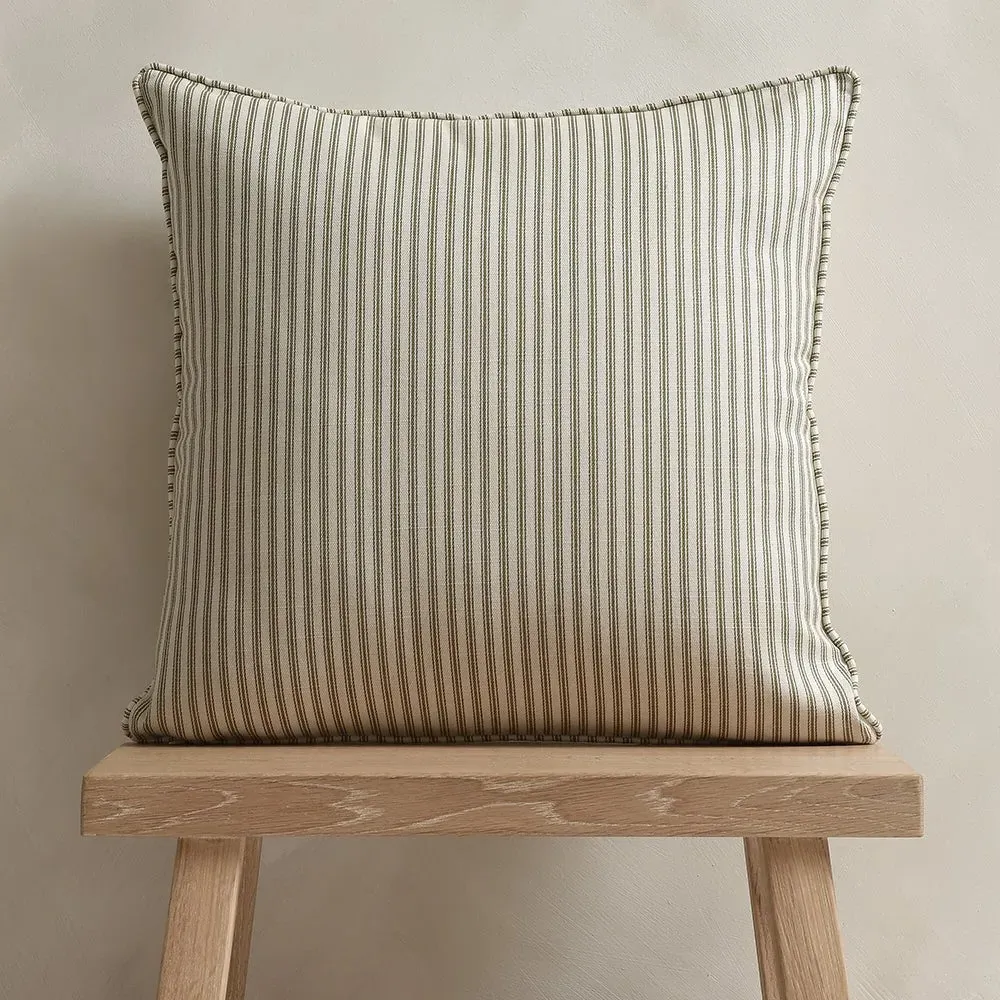 Lansdown Ticking Stripe Cushion - Apple