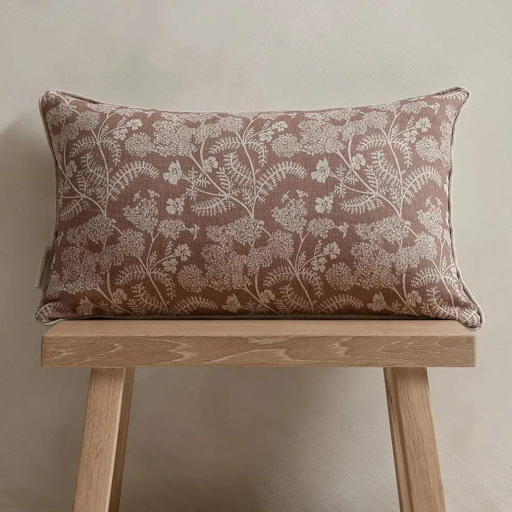 Madder Cutch and Co Rectangular Cushion Achillea - Pale Rose, Linen