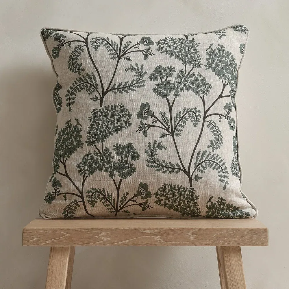 Madder Cutch and Co Square Cushion Achillea - Kingfisher, Linen